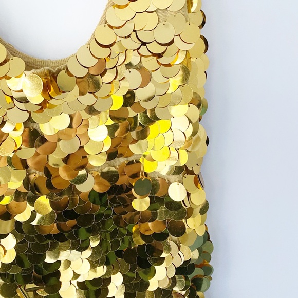 Paris Hilton Gold Sequin Paillettes Gold Dress Y2K Vintage Deadstock - Picture 6 of 16